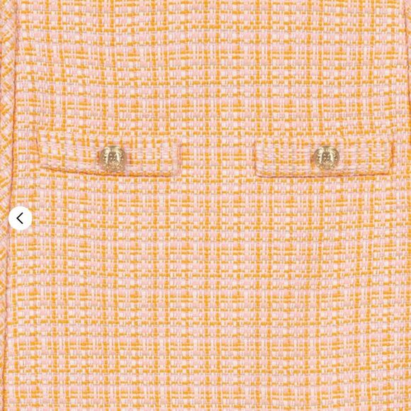 Maje ‘Jilandra’ tweed lined mini skirt in pastel orange w/gold buttons NWT - Picture 8 of 15